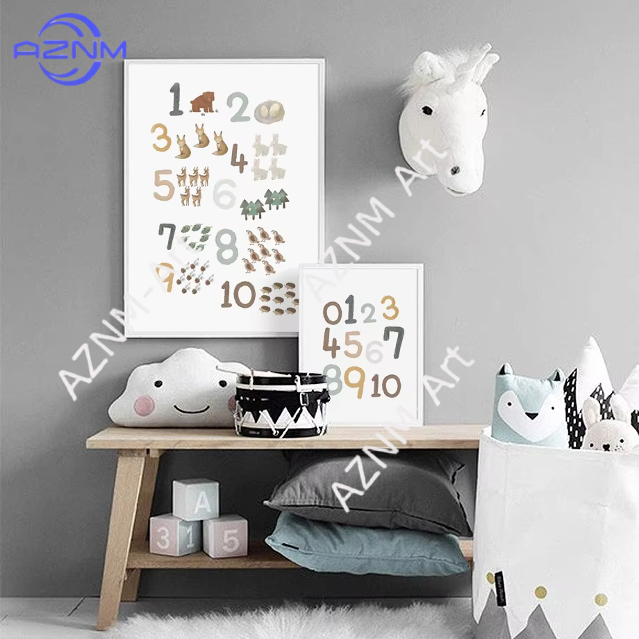 Kids Educational Poster - 1/2pcs 교육 학습 숫자 동물 보육원
