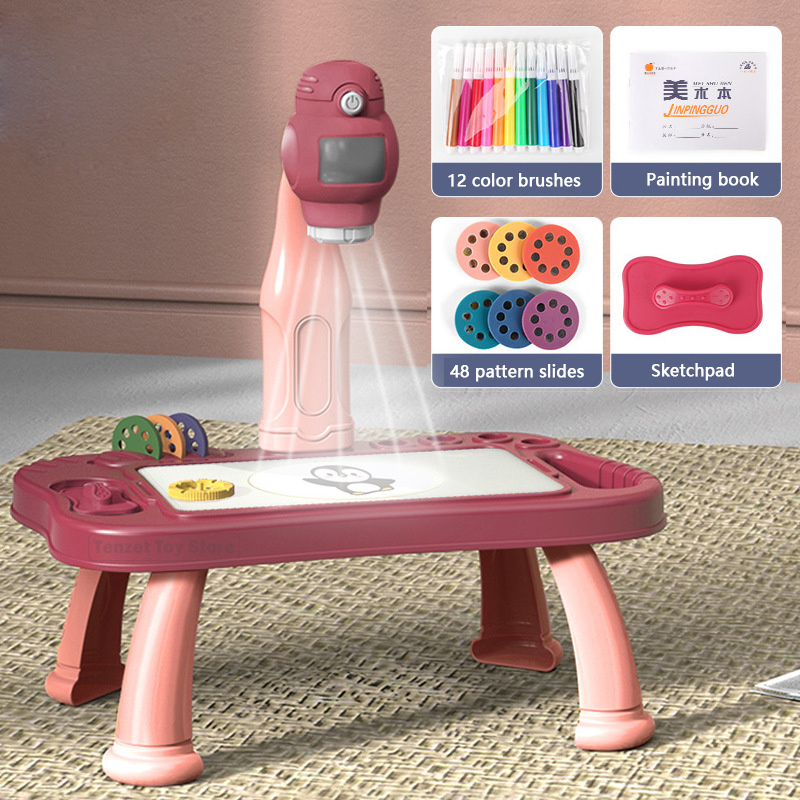 Kids Education Drawing - 스마트 프로젝터 어린이 페인팅 테이블 세트