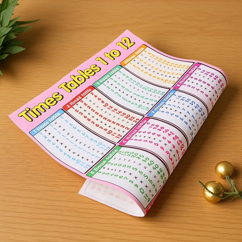 Kids Educational Poster - 곱셈표 포스터 대형 1-12 배율표 교실