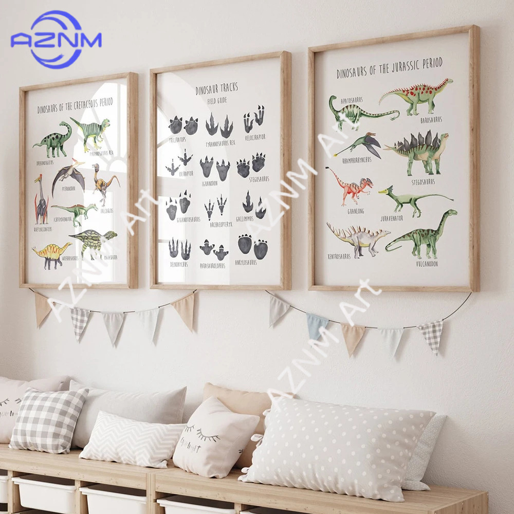 1/3PCS, 만화 공룡 종 영어 지식 학습 포스터 교 - Kids Educational Poster 리뷰 및 가격