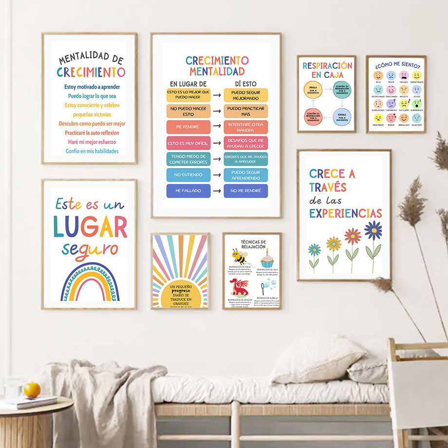 스페인어 교육 모토 레인보우 선샤인 벽 아트 캔버스 회 - Kids Educational Poster 리뷰 및 가격