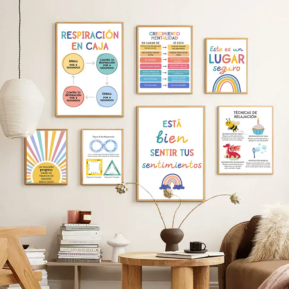 스페인어 교육 모토 레인보우 선샤인 벽 아트 캔버스 회 - Kids Educational Poster 리뷰 및 가격