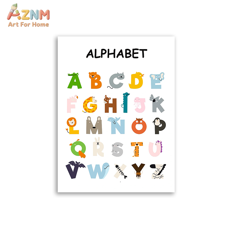 AZNM 교육용 알파벳 숫자 프레임리스 캔버스 벽 예술 - Kids Educational Poster 리뷰 및 가격