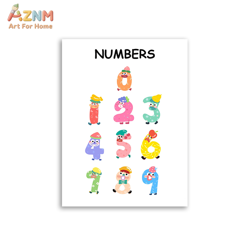 AZNM 교육용 알파벳 숫자 프레임리스 캔버스 벽 예술 - Kids Educational Poster 리뷰 및 가격