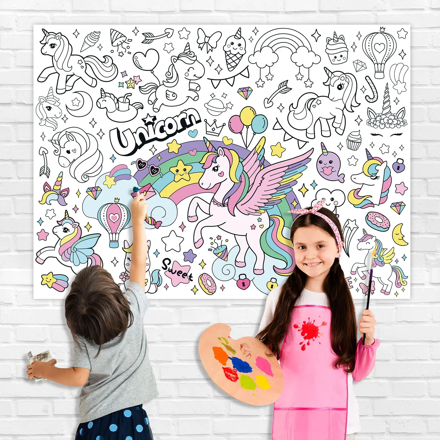 어린이를 위한 새로운 유니콘 색칠 공부 책, 대형 색칠 - Kids Educational Poster 리뷰 및 가격