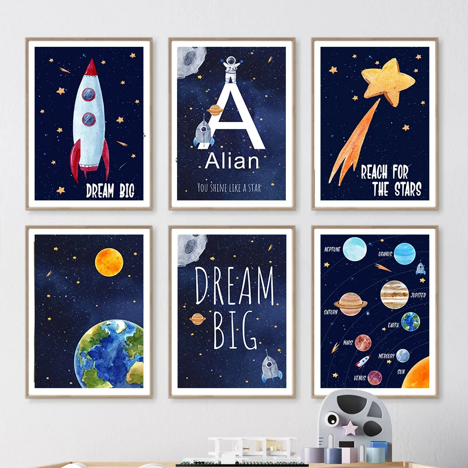 1pc 캔버스 그림 사용자 정의 이름 어린이 방 장식  - Kids Educational Poster 리뷰 및 가격